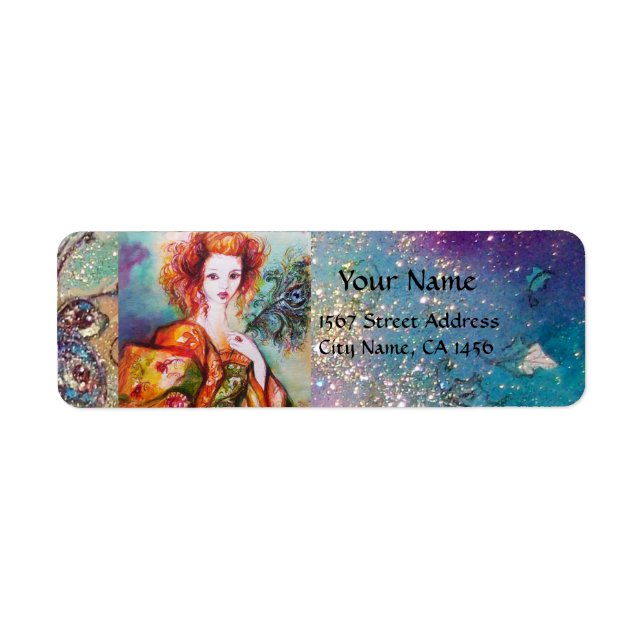 ROMANTIC WOMAN WITH SPARKLING PEACOCK FEATHER (Front)