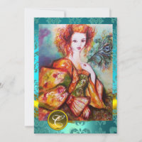 ROMANTIC WOMAN WITH SPARKLING PEACOCK FEATHER