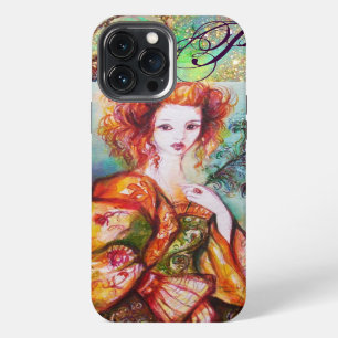 ROMANTIC WOMAN WITH SPARKLING PEACOCK FEATHER iPhone 13 PRO MAX CASE