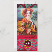 ROMANTIC WOMAN WITH SPARKLING PEACOCK FEATHER ,Red