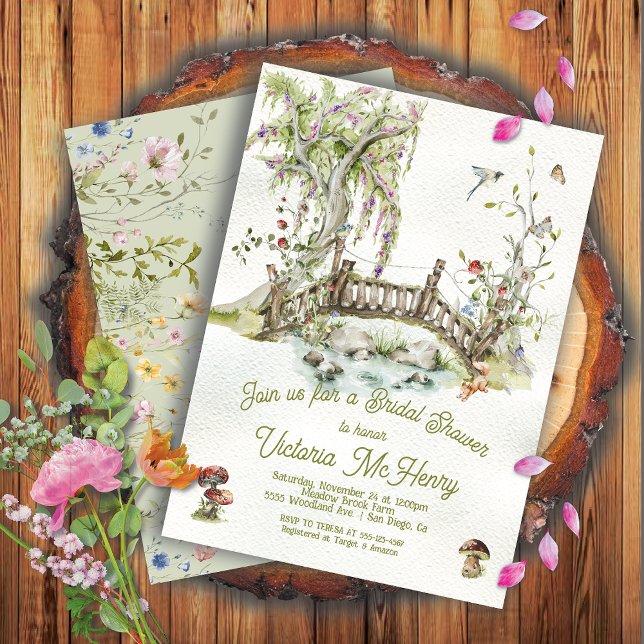 Romantic Woodland Bridge Wildflower Bridal Shower Invitation (Creator Uploaded)