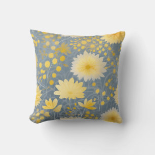 Romantic Yellow Chrysanthemum Petals Throw Pillow