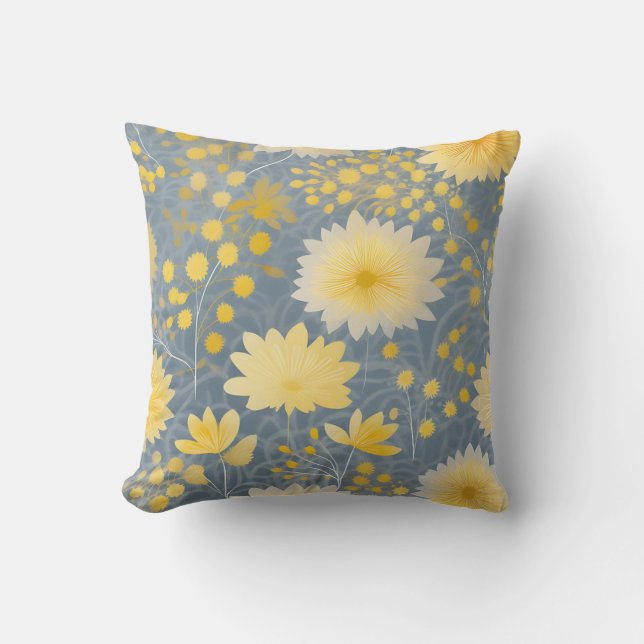 Romantic Yellow Chrysanthemum Petals Throw Pillow (Front)