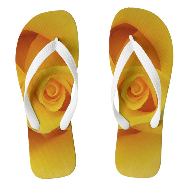 Romantic Yellow Rose Petals Flip Flops (Footbed)