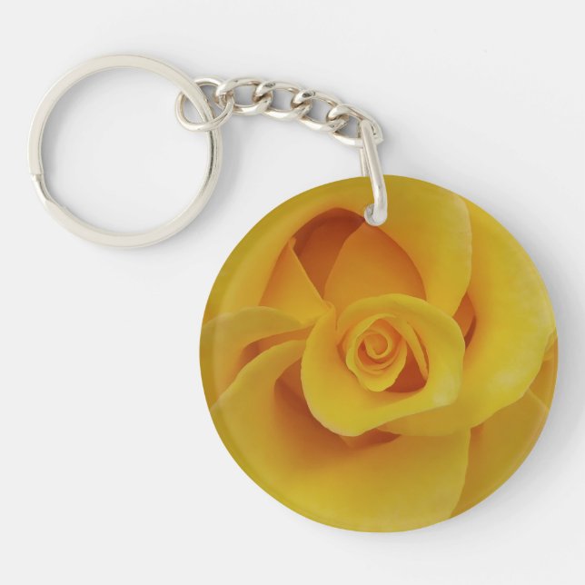 Romantic Yellow Rose Petals Keychain (Front)