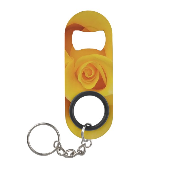 Romantic Yellow Rose Petals Mini Bottle Opener (Front)