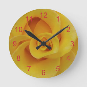 Romantic Yellow Rose Petals Round Clock