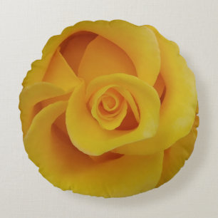 Romantic Yellow Rose Petals Round Pillow