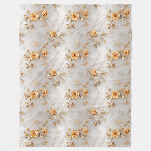 Romantic Yellow Roses Fleece Blanket (Front)