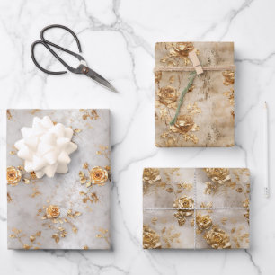 Romantic Yellow Roses Wrapping Paper Sheet