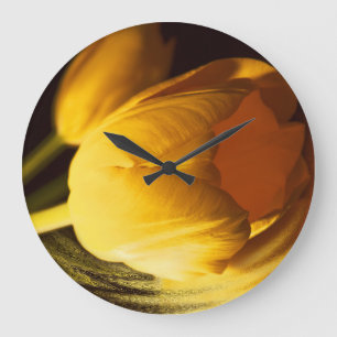 Romantic Yellow Tulip Large Clock
