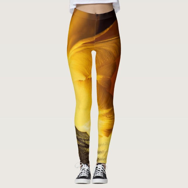 Romantic Yellow Tulip Leggings (Front)