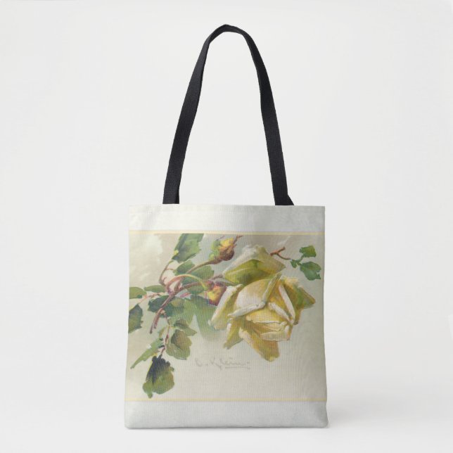 Romantic Yellow Vintage Roses Tote Bag (Front)