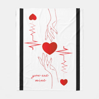 Romantic "You Are Mine" Heartbeat Design Fleece Bl Blanket