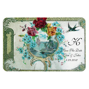 ROMANTİCA  3 MONOGRAM ,Save The Date,White Magnet