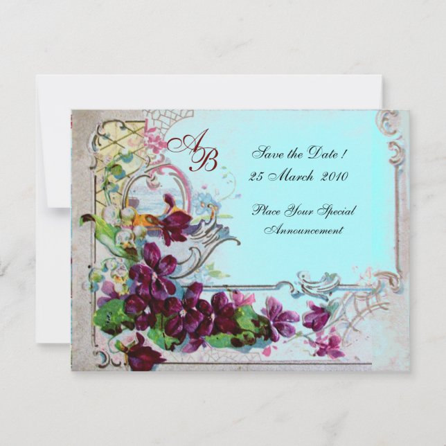 ROMANTICA  4 MONOGRAM 2 ,Blue Invitation (Front)