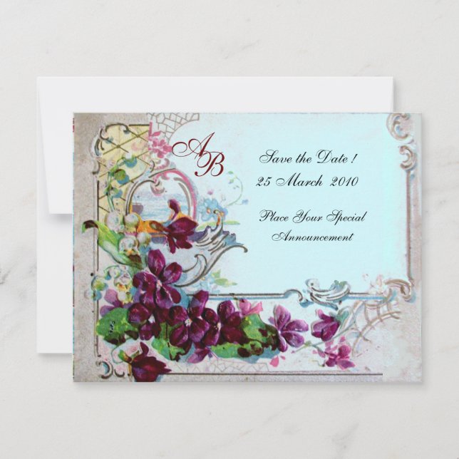 ROMANTICA  4 MONOGRAM 2 ,Blue Invitation (Front)