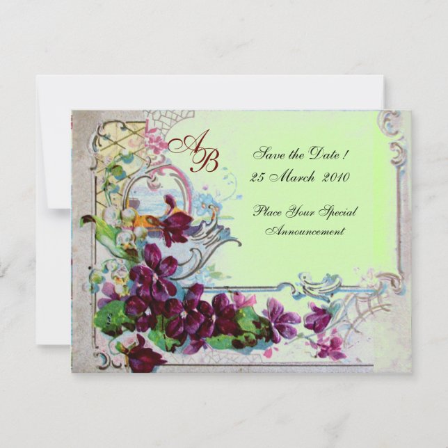 ROMANTICA  4 MONOGRAM 2  ,Green Invitation (Front)