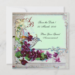 ROMANTICA 4 MONOGRAM ,Green Invitation