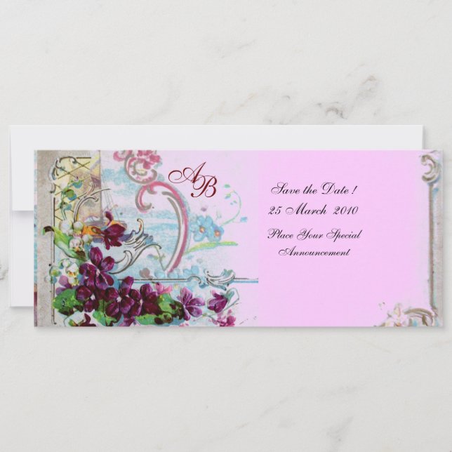 ROMANTICA  4 MONOGRAM ,Pink Invitation (Front)