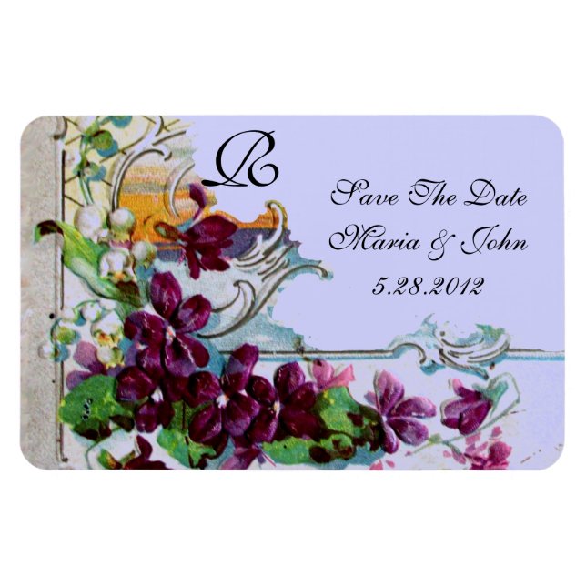 ROMANTİCA 4 MONOGRAM ,Save The Date,green,blue Magnet (Horizontal)