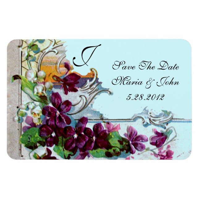 ROMANTİCA 4 MONOGRAM ,Save The Date,green,blue Magnet (Horizontal)
