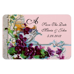 ROMANTİCA 4 MONOGRAM ,Save The Date,green,pink Magnet