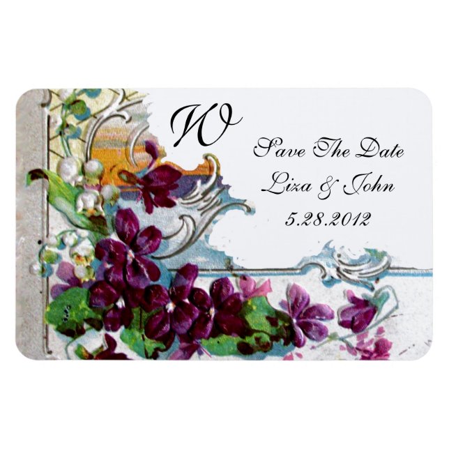 ROMANTİCA 4 MONOGRAM ,Save The Date,green,white Magnet (Horizontal)