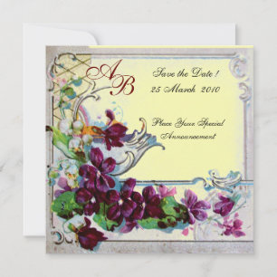 ROMANTICA  4 MONOGRAM ,Yellow Invitation