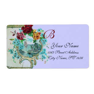 ROMANTICA BLUE FLORAL BEACH WEDDING MONOGRAM