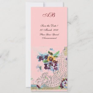 ROMANTİCA Blue Pink Floral Wedding Programme Invitation