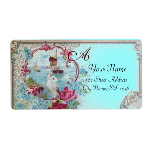 ROMANTICA, DOVE, BUE FLORAL BEACH MONOGRAM MARIAGE