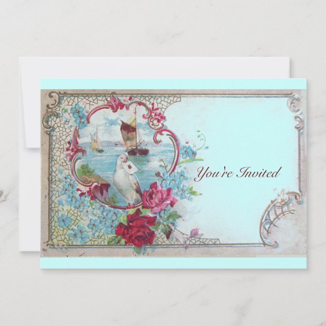 ROMANTICA,Elegant Classy Wedding Party, pink blue Invitation (Front)