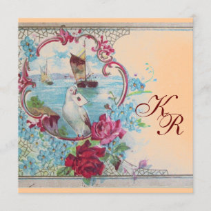 ROMANTİCA ELEGANT FLORAL WEDDING MONOGRAM ANNOUNCEMENT