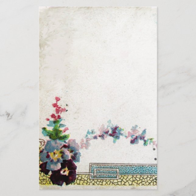ROMANTİCA Elegant Wedding Floral,Pansies White Stationery (Front)