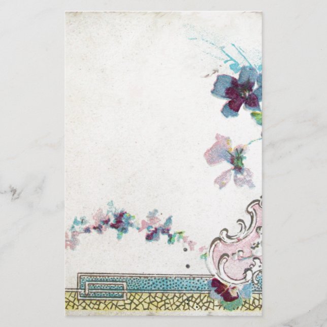 ROMANTİCA Elegant Wedding Flowers, Pansies White Stationery (Front)