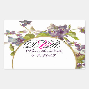 ROMANTİCA MONOGRAM / PURPLE VIOLETS SAVE THE DATE STICKER