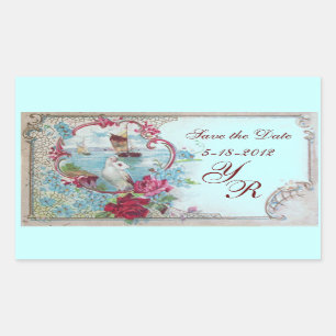 ROMANTICA MONOGRAM,Save the Date,Blue Sticker