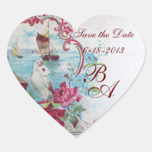 ROMANTICA MONOGRAM,Save the Date Heart Sticker