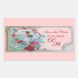 ROMANTICA MONOGRAM,Save the Date,Pink Sticker