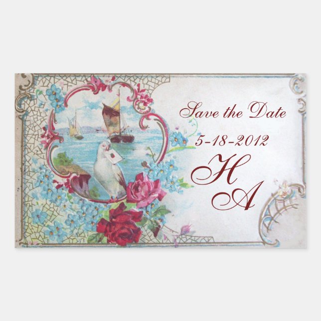 ROMANTICA MONOGRAM,Save the Date Sticker (Front)