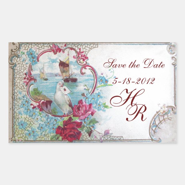 ROMANTICA MONOGRAM,Save the Date,White Sticker (Front)