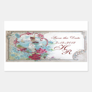 ROMANTICA MONOGRAM,Save the Date,White Sticker