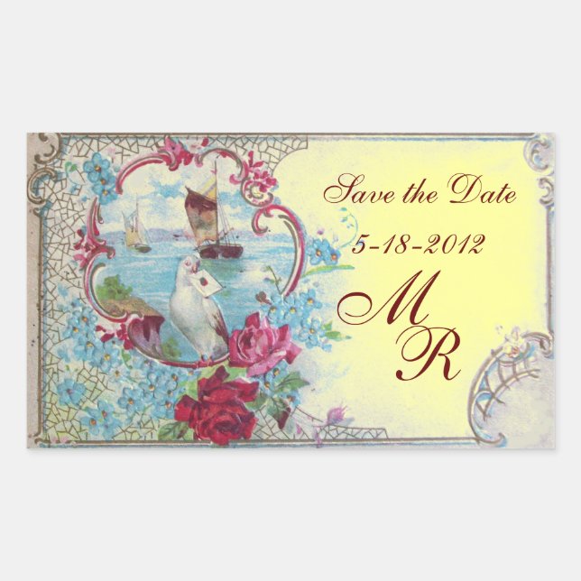 ROMANTICA MONOGRAM,Save the Date,Yellow Sticker (Front)