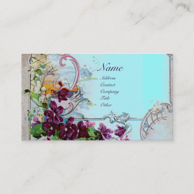 ROMANTICA Pansies,Violets,Winter Floral White Business Card (Front)