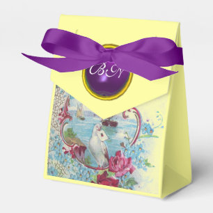 ROMANTICA WEDDING PURPLE GEM MONOGRAM Yellow Favor Box