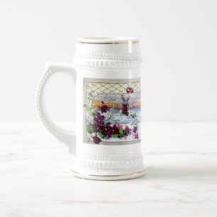ROMANTICA Winter Landscape With Pansies Beer Stein