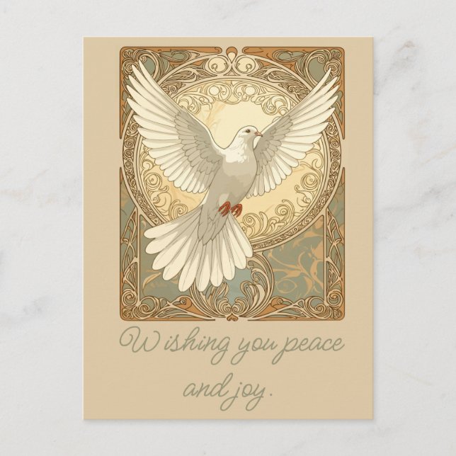 Romantically Nostalgic Peace Dove Greeting Card (Front)