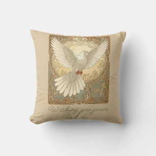 Romantically Nostalgic Peace Dove Greeting Card Throw Pillow
