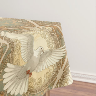 Romantically Nostalgic Peace Dove  Tablecloth